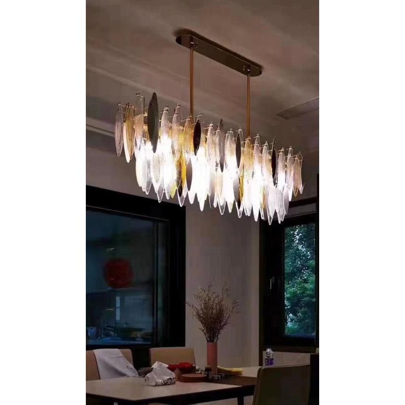 Alba 2-Tier Linear Oval Glass Chandelier - Italian Concept -