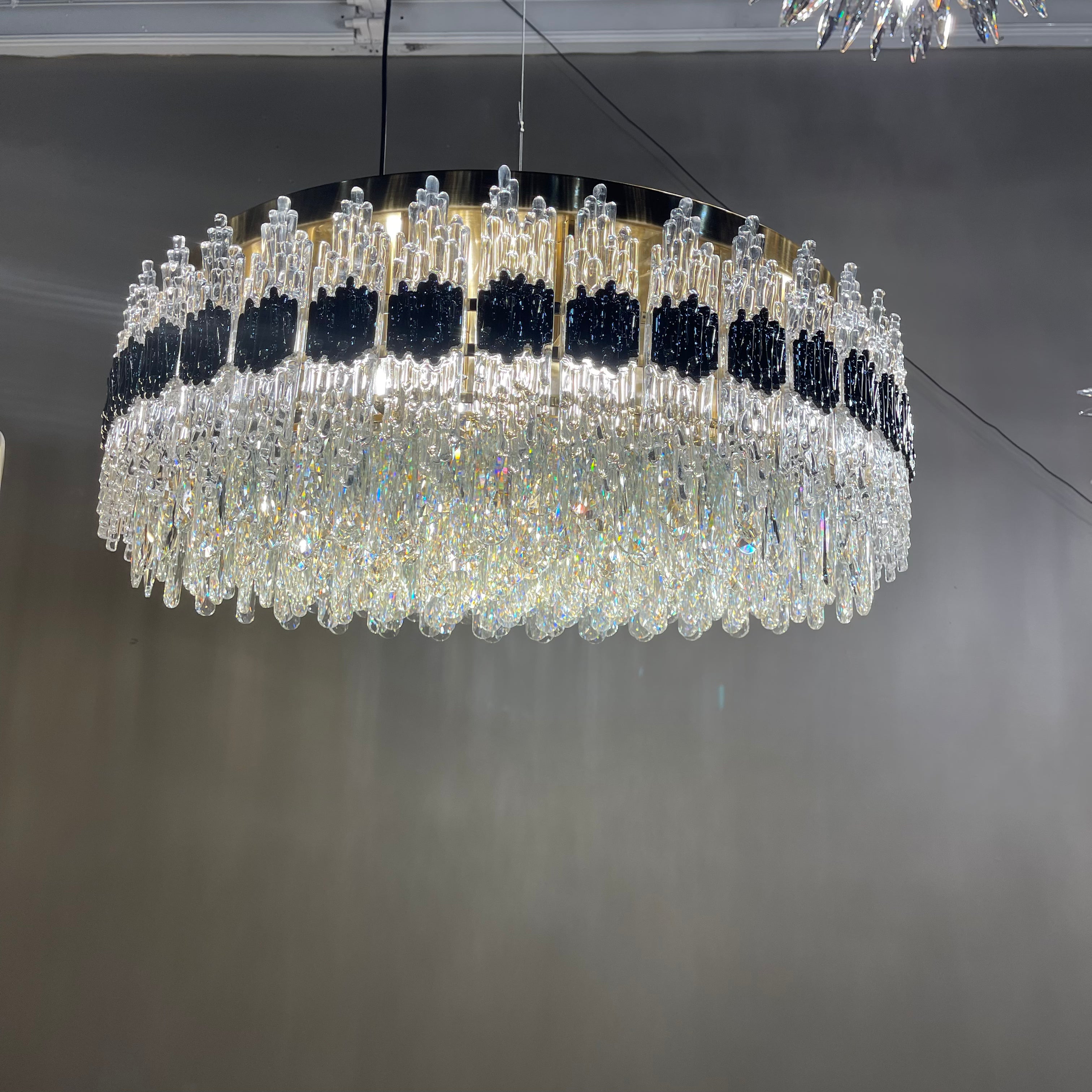 Demilune Round Flushmount Crystal Chandelier - Italian Concept