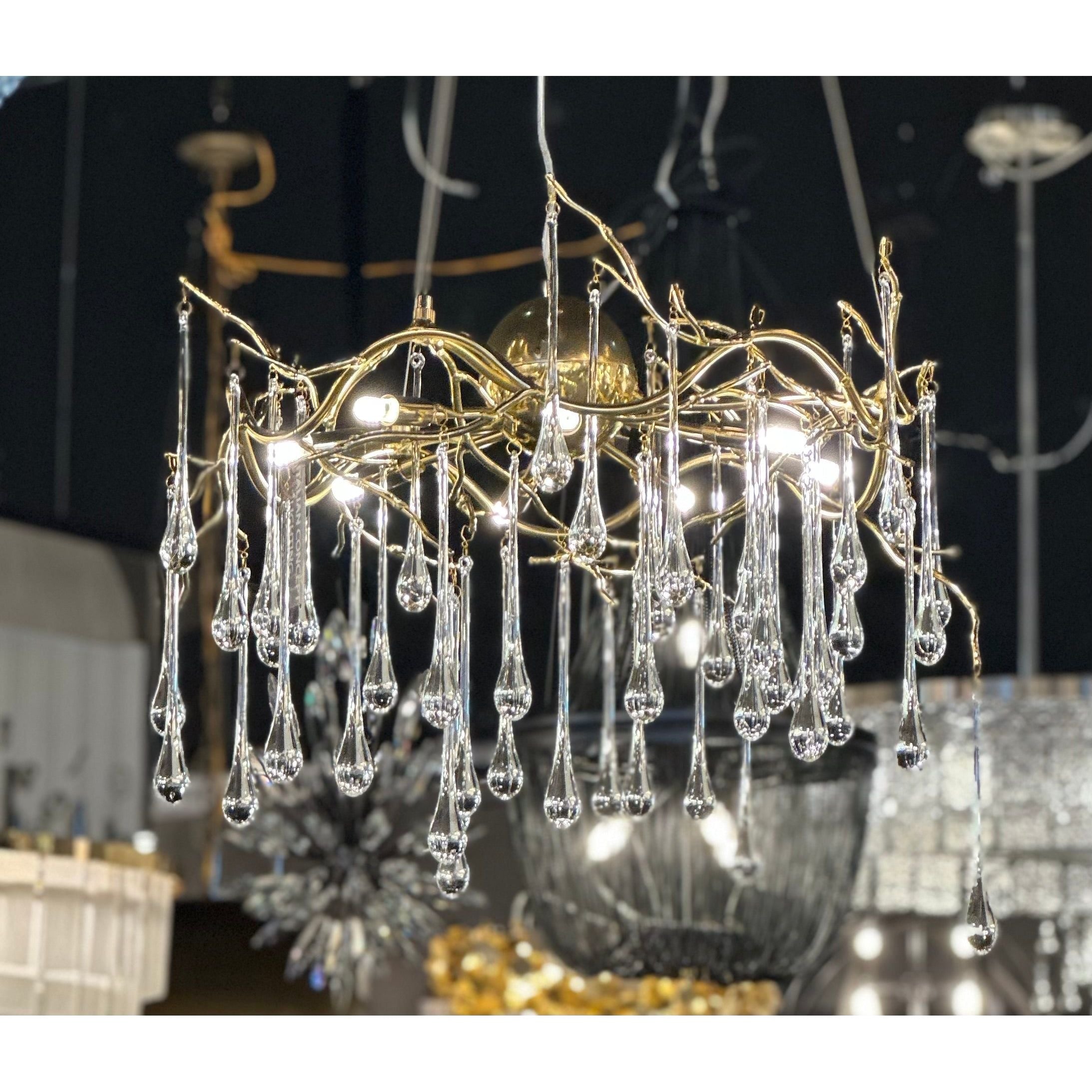 Dawn Lukas Teardrop Branching Brass Round Chandelier - Italian Concept