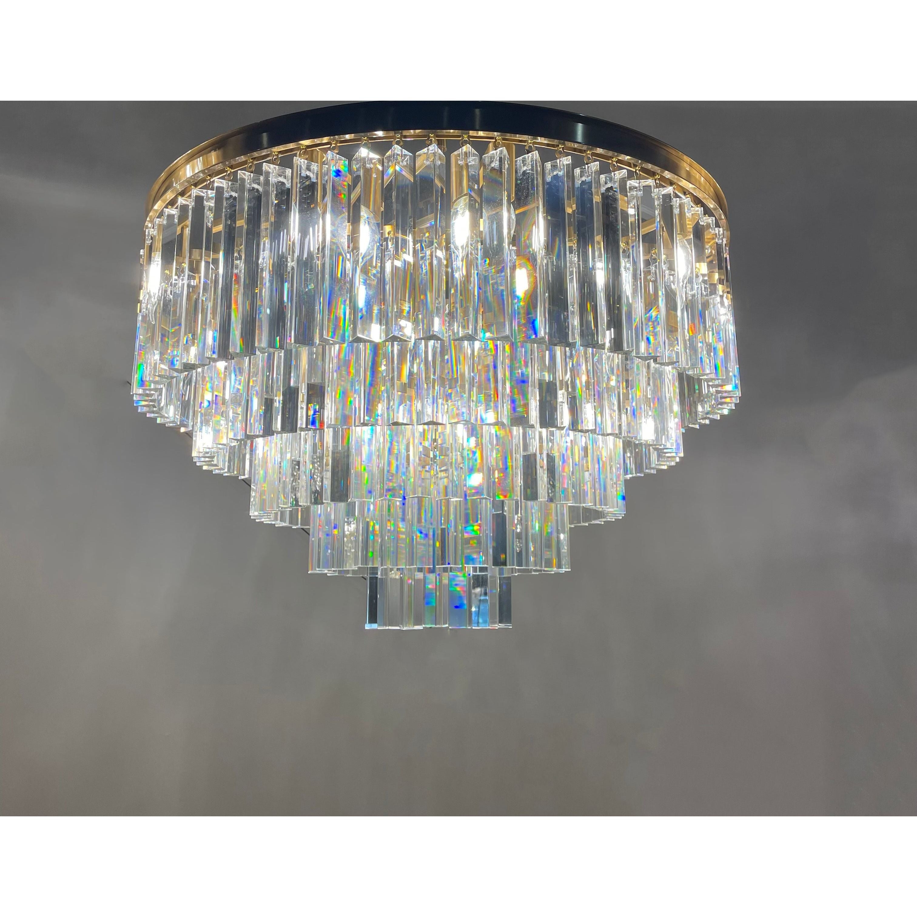 Flushmount Apex Odeon Tiered Round Crystal Fringe Chandelier Collection - Italian Concept -