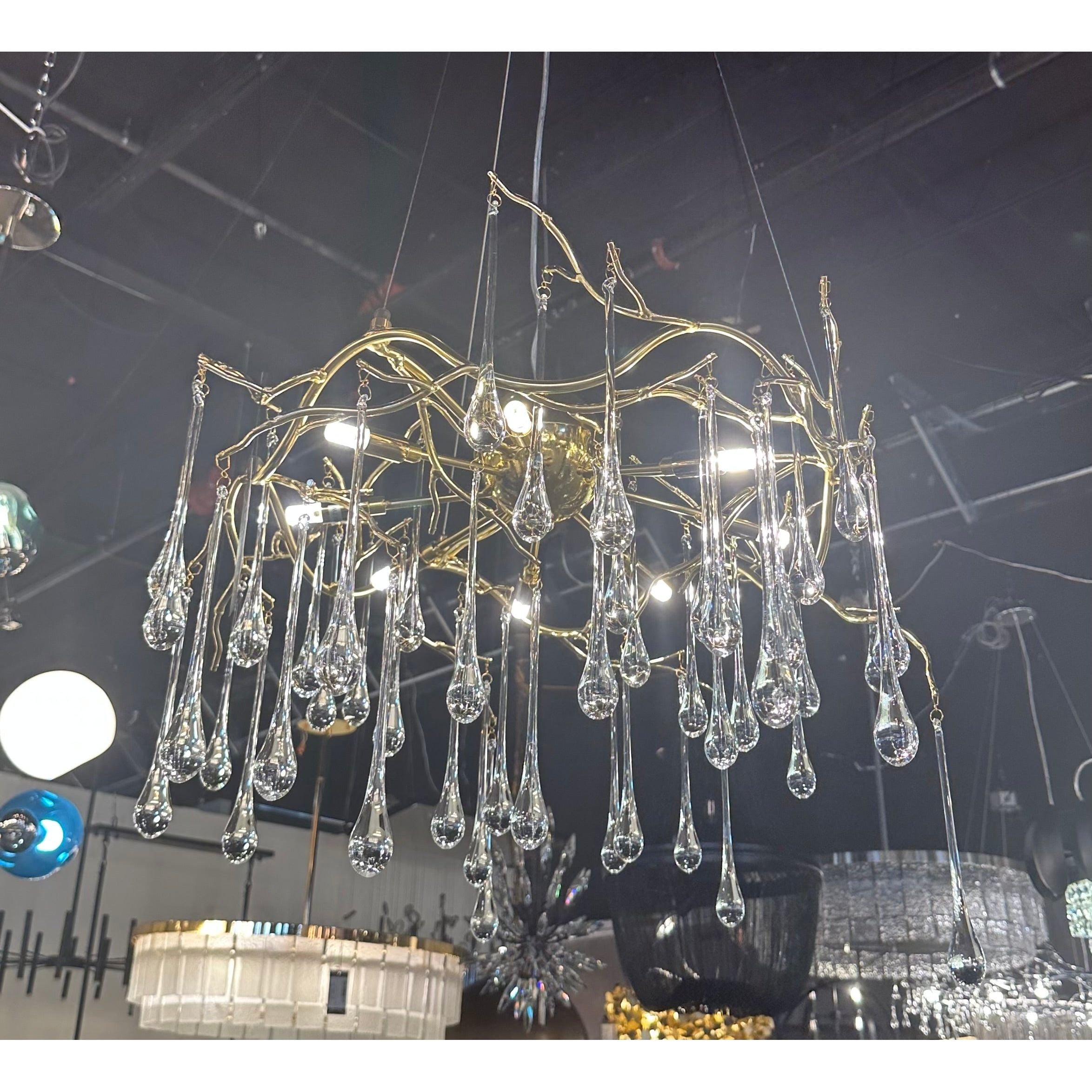 Dawn Lukas Teardrop Branching Brass Round Chandelier - Italian Concept