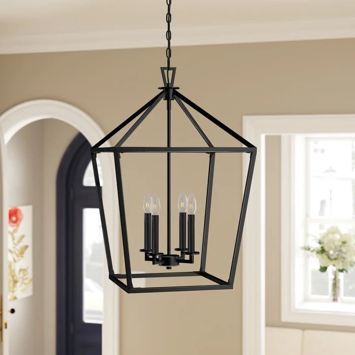 Chris Graff 4 - Light 17"W Lantern Geometric Chandelier - Italian Concept -