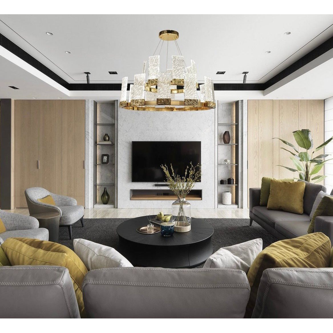 Aimee 2-Tier Round LED Luxurious Glass Chandelier - Italian Concept -