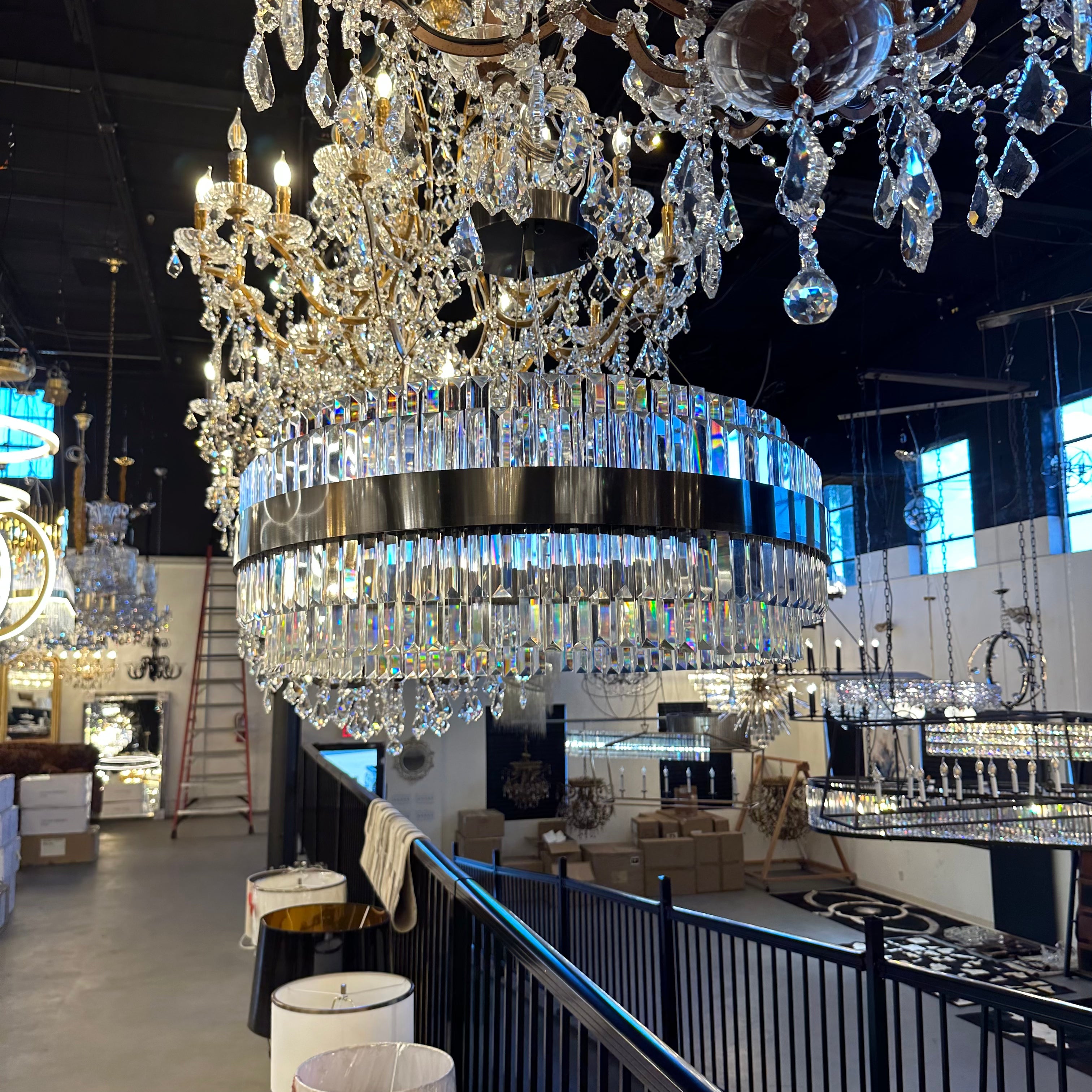 Cebal Odeon Round Crystal Fringe Chandelier - Italian Concept