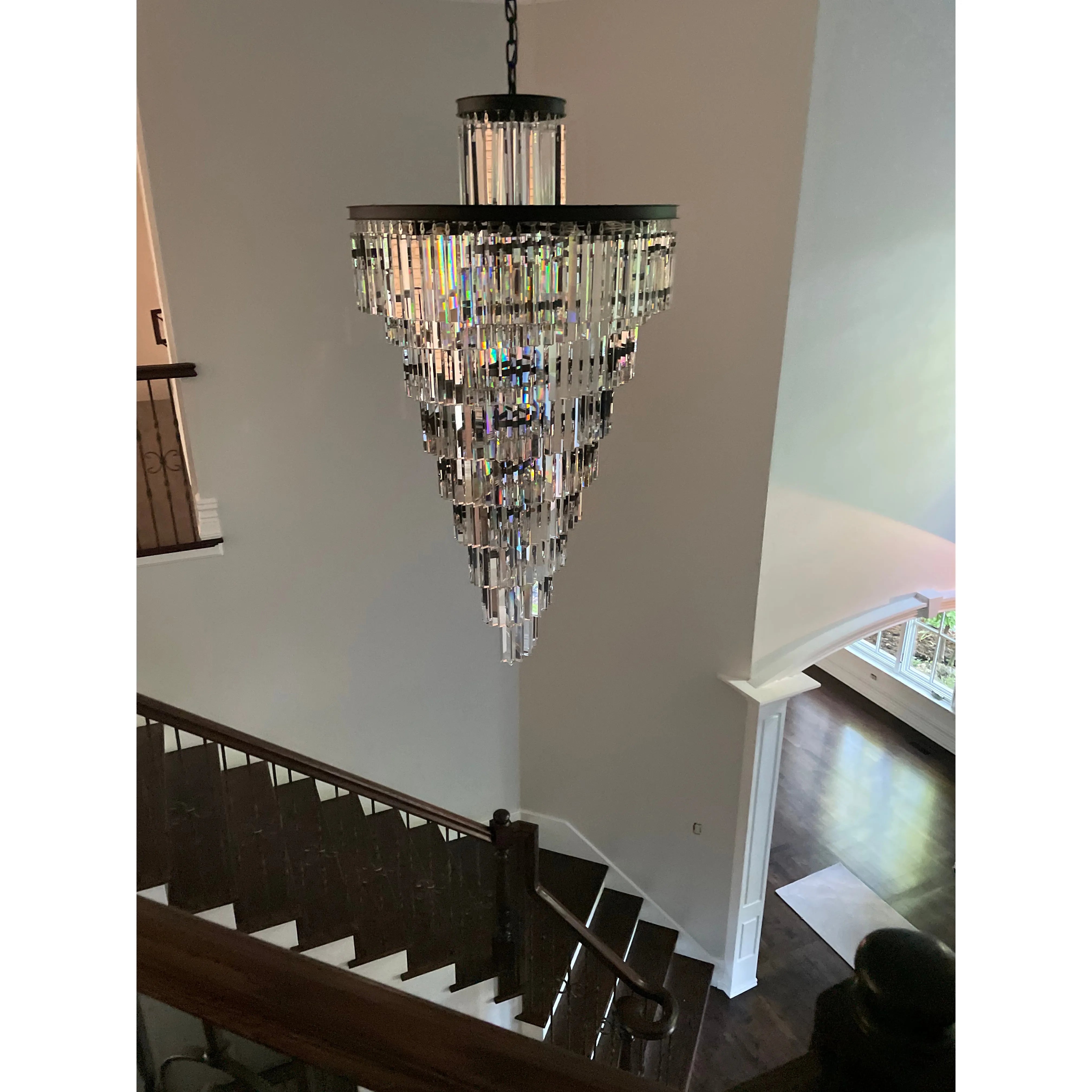 Apex Odeon Spiral Tiered/ Layered Crystal Fringe Chandelier 36" - Italian Concept -