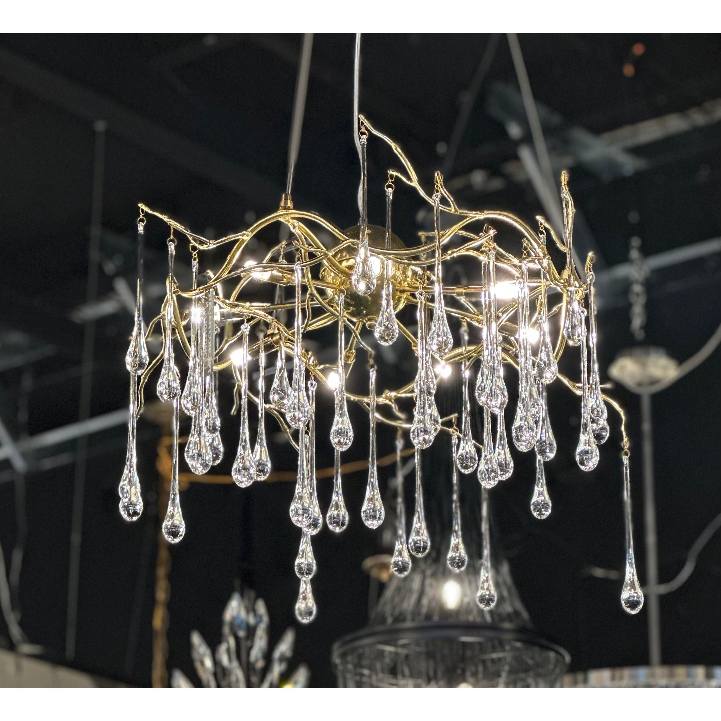 Dawn Lukas Teardrop Branching Brass Round Chandelier - Italian Concept