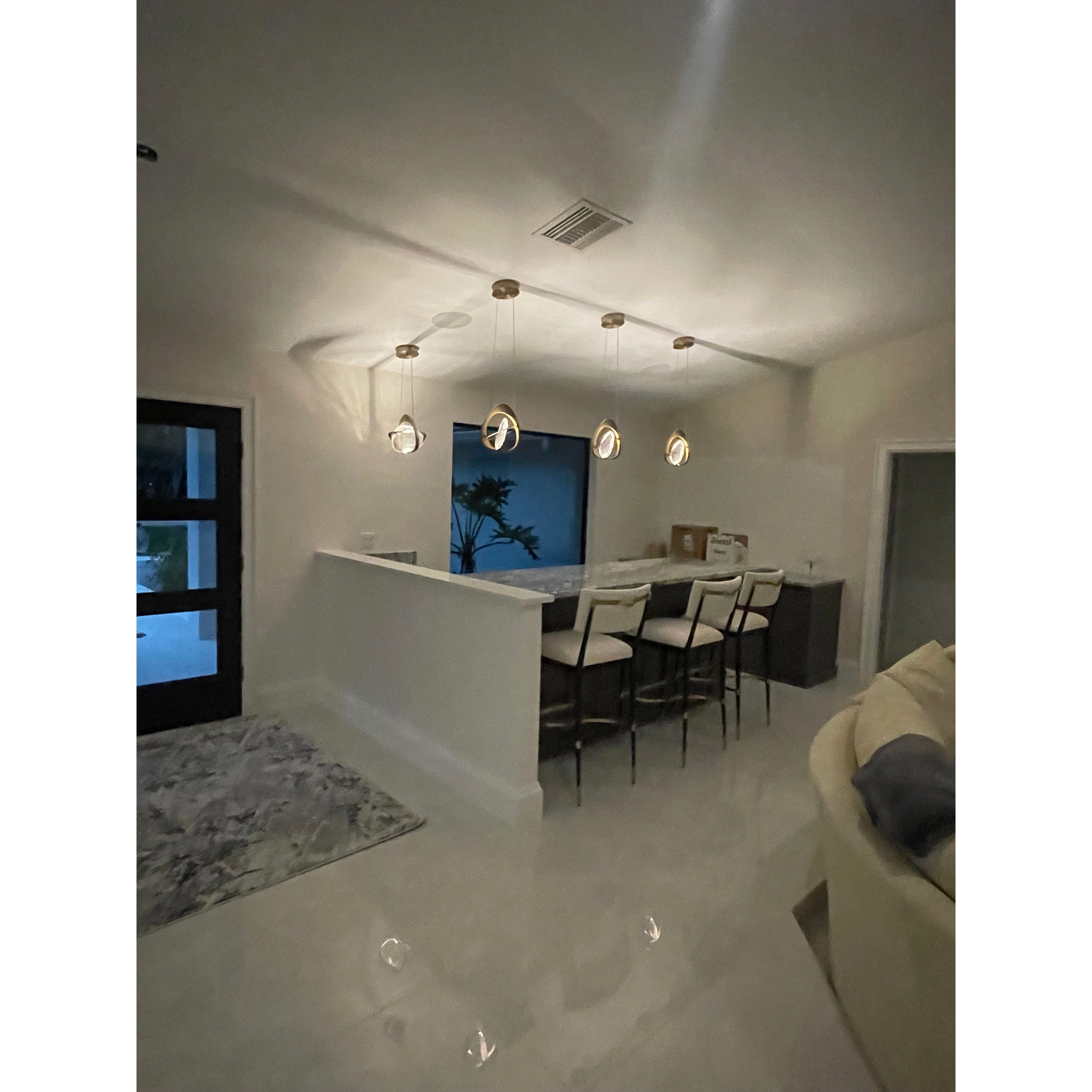 Natural Stone LED Industrial Crystal Pendant Light