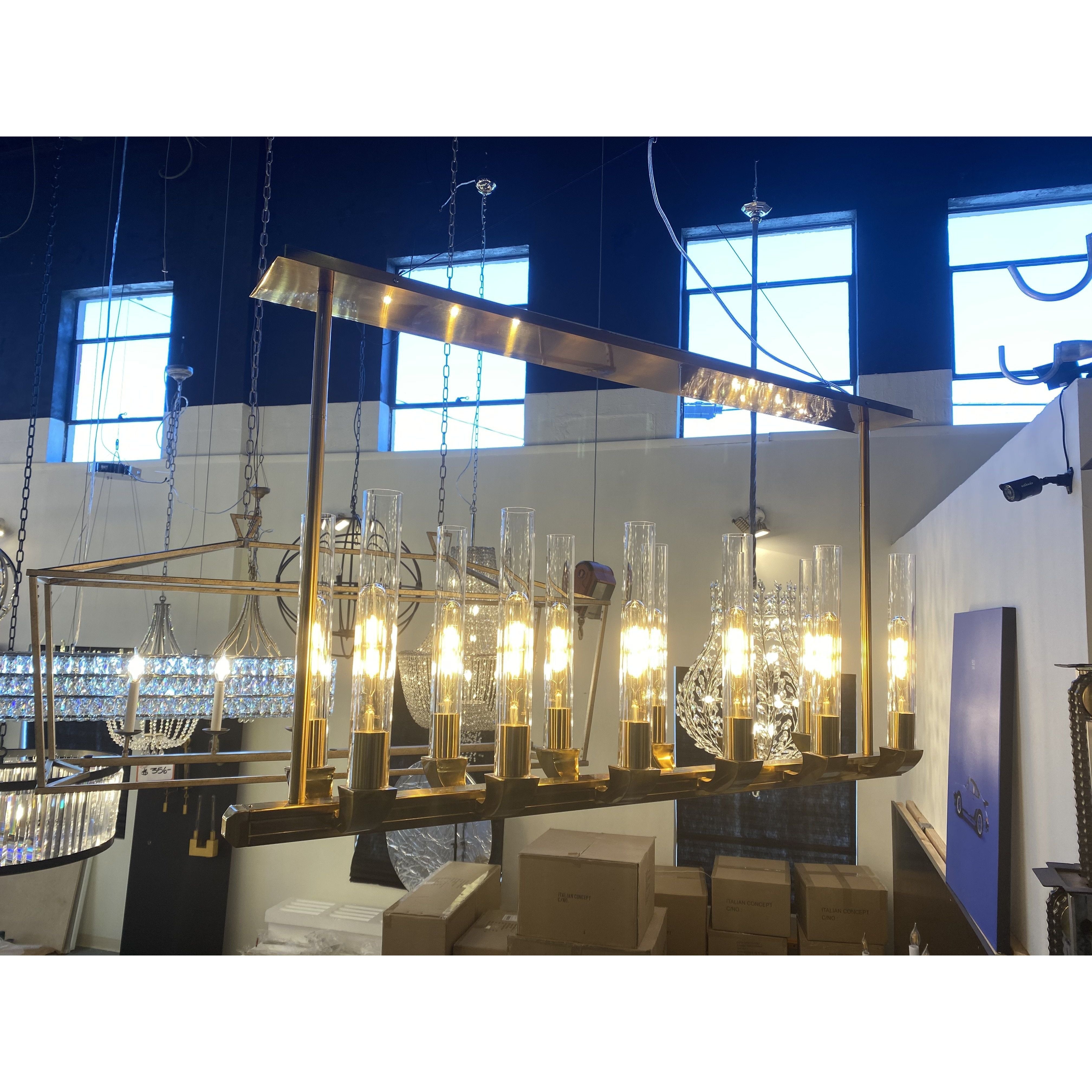 Pieli Industrial Linear Glass Shade Chandelier - Italian Concept
