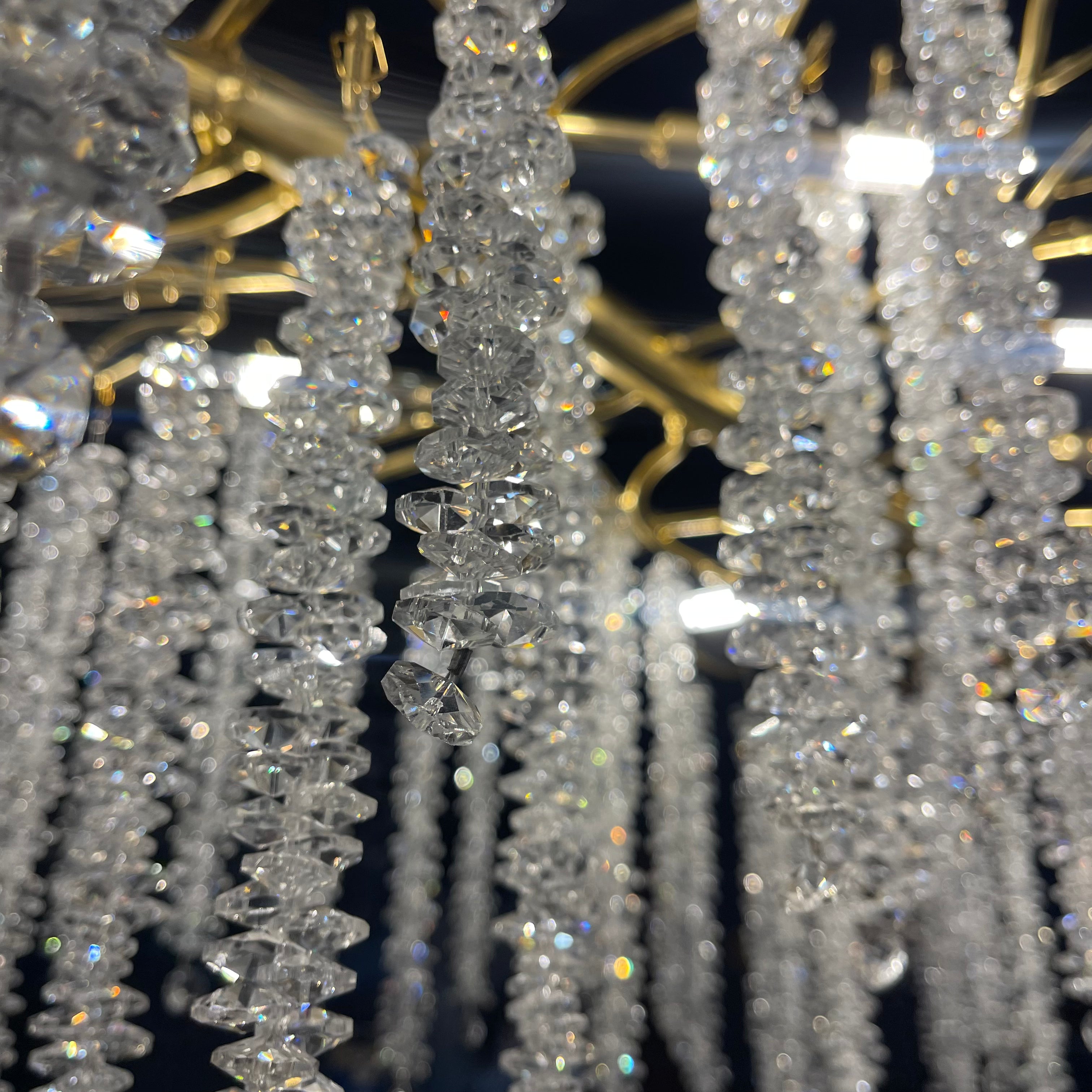 Catherine Crystal Rainfall Linear Branching Chandelier - Italian Concept -
