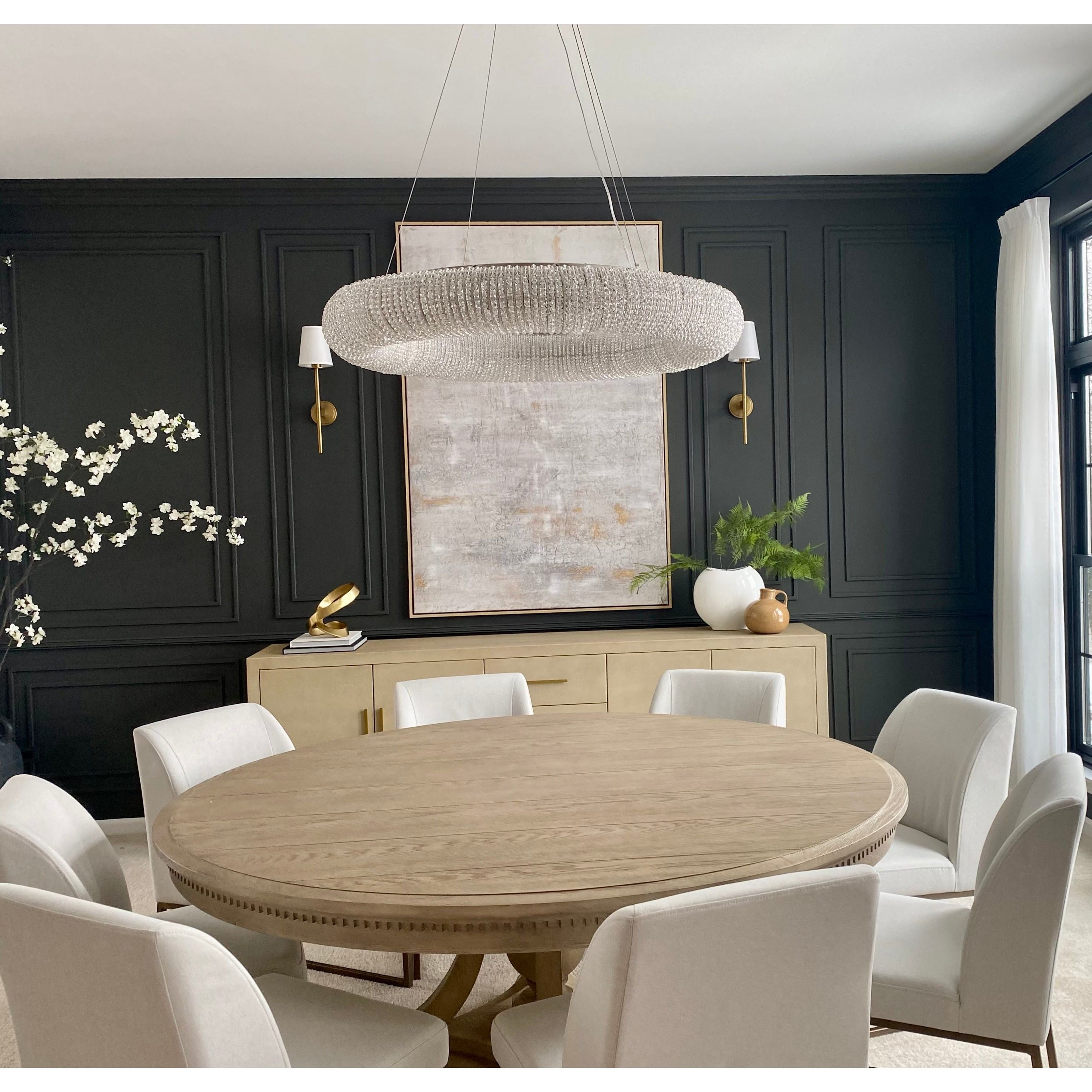 Empire Halo Round Crystal Ring Beaded Chandelier - K9 Crystal Beads Luxury Lighting