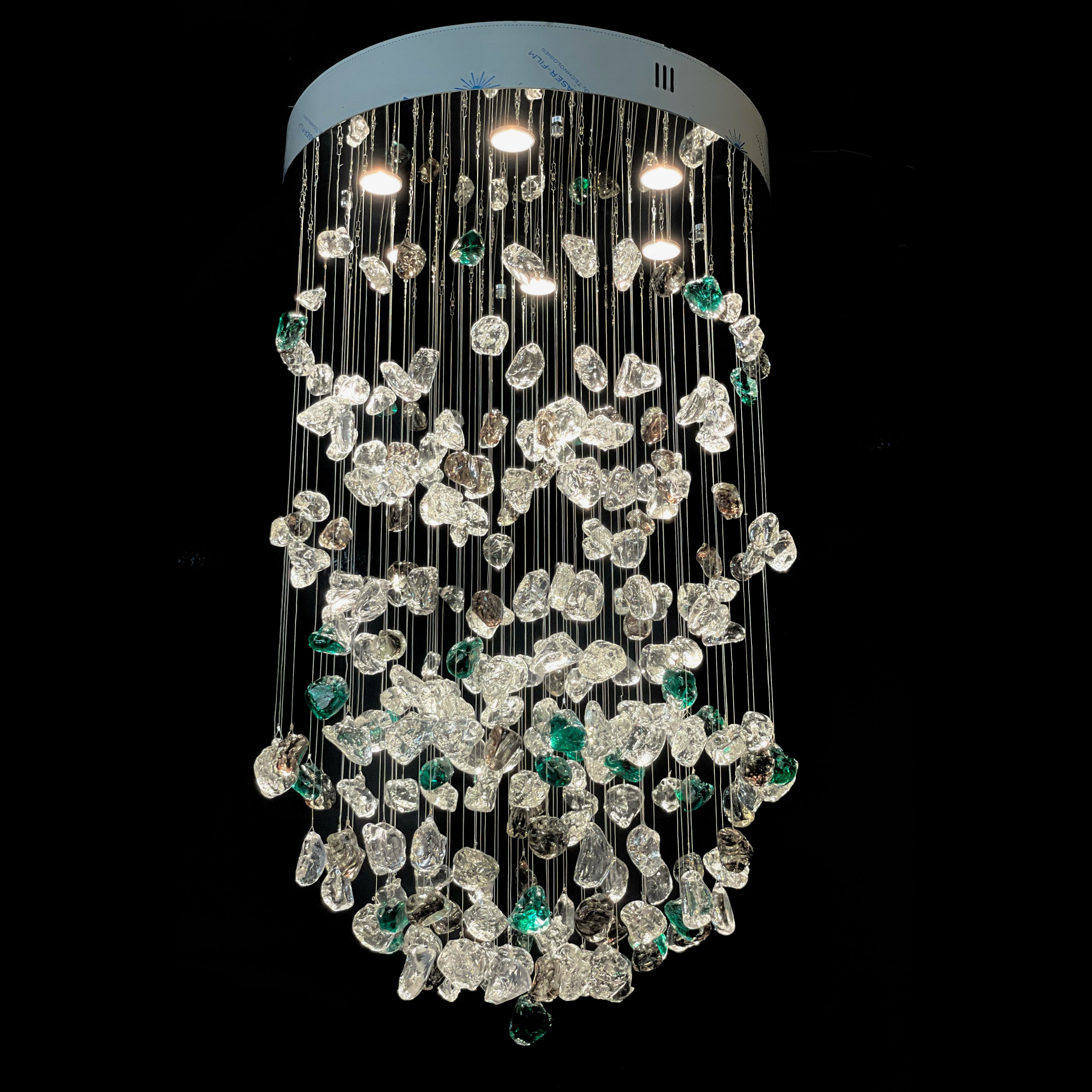 Rainfall Glass Gem Stone Chandelier - Italian Concept - Size