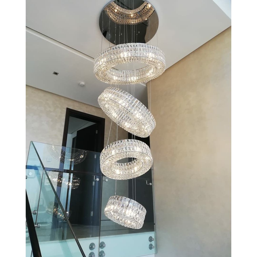 Mia Round Crystal Multi-Ring Chandelier - Italian Concept -