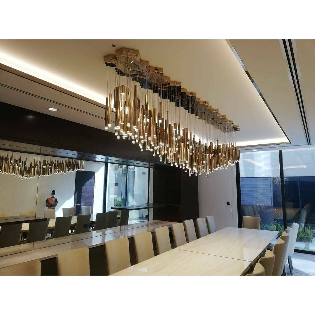 Bellini Rectangular Tubular Pendant Light Chandelier - Italian Concept -