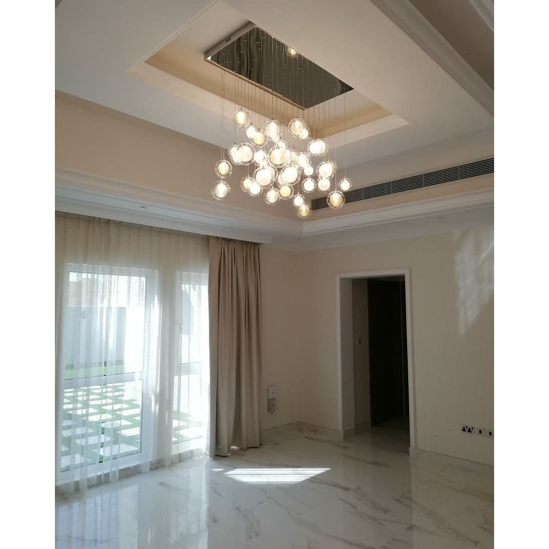 Zara Square Rainfall / Waterfall Glass Globe / Bubble Chandelier - Italian Concept