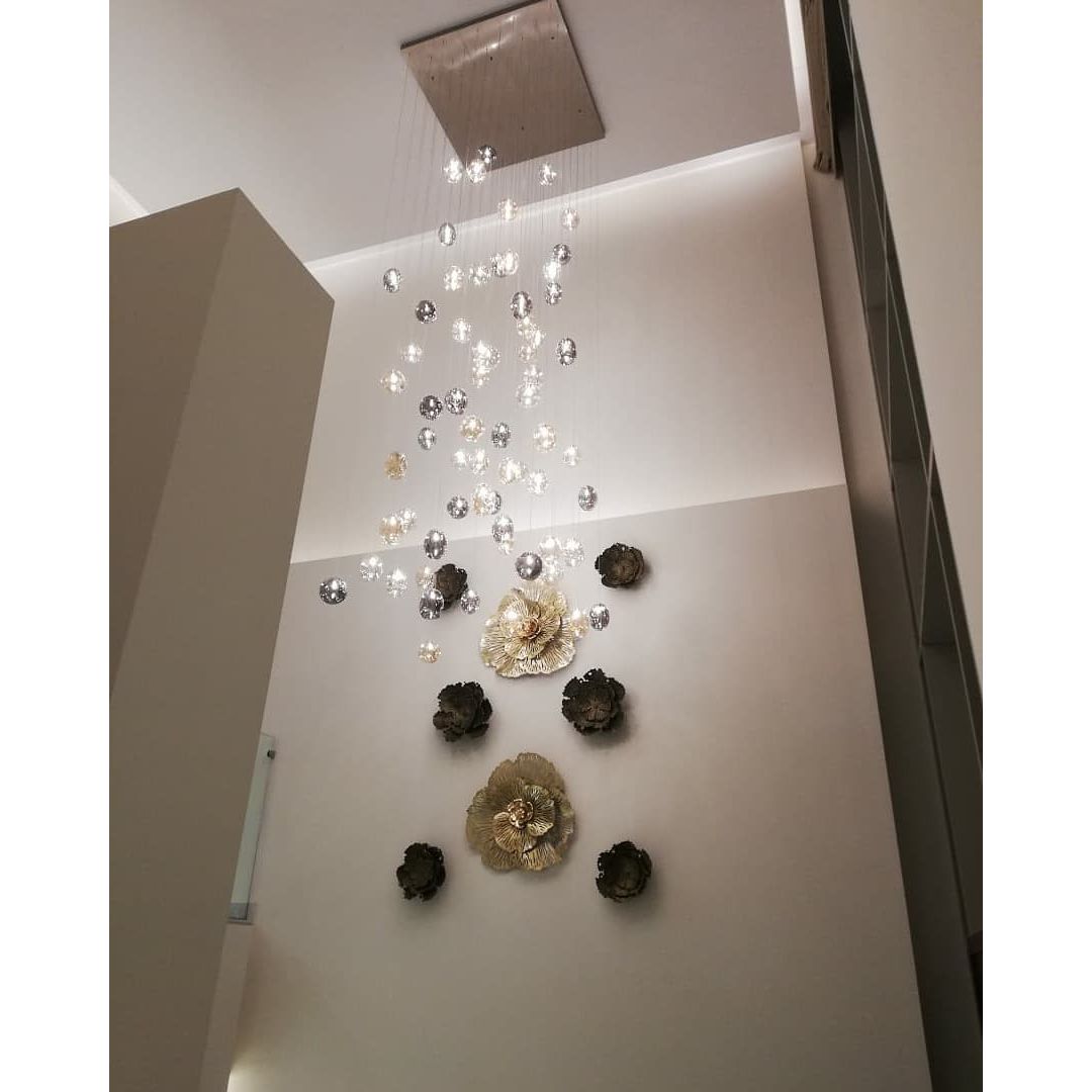 Zara Rectangle Rainfall / Waterfall Glass Globe / Bubble Chandelier - Italian Concept -