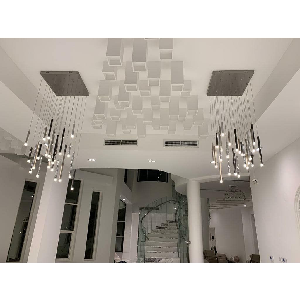 Bellini Rectangular Tubular Pendant Light Chandelier - Italian Concept -