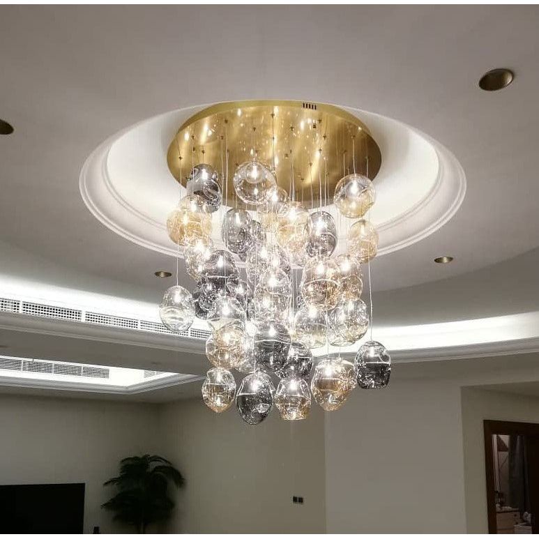 Zara Square Rainfall / Waterfall Glass Globe / Bubble Chandelier - Italian Concept