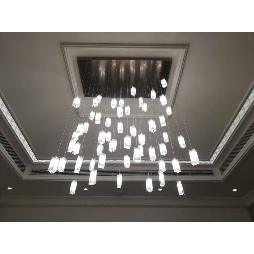 Rain Rectangular Cluster Glass tile Pendant Chandelier - Italian Concept -