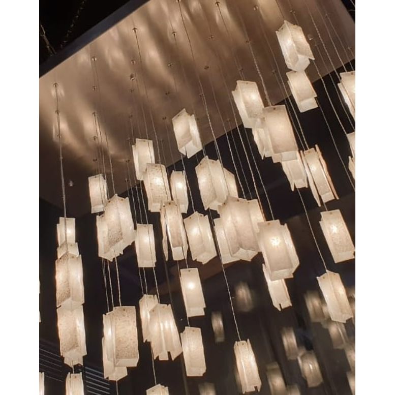 Rain Round Cluster Glass tile Pendant Chandelier - Italian Concept -