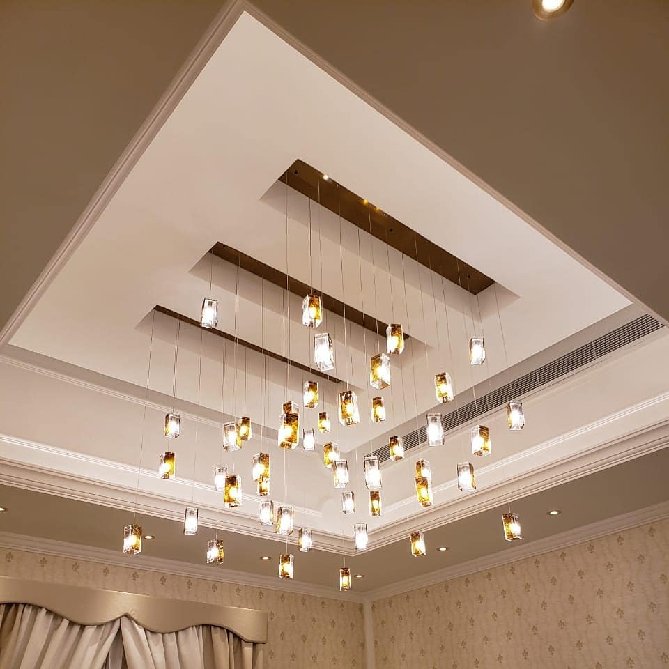 Rain Round Cluster Glass tile Pendant Chandelier - Italian Concept -