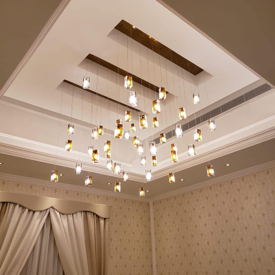 Rain Round Cluster Glass tile Pendant Chandelier - Italian Concept -