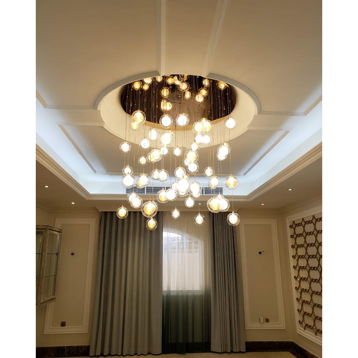 Zara Square Rainfall / Waterfall Glass Globe / Bubble Chandelier - Italian Concept