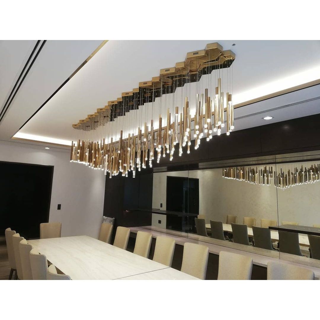 Bellini Rectangular Tubular Pendant Light Chandelier - Italian Concept -