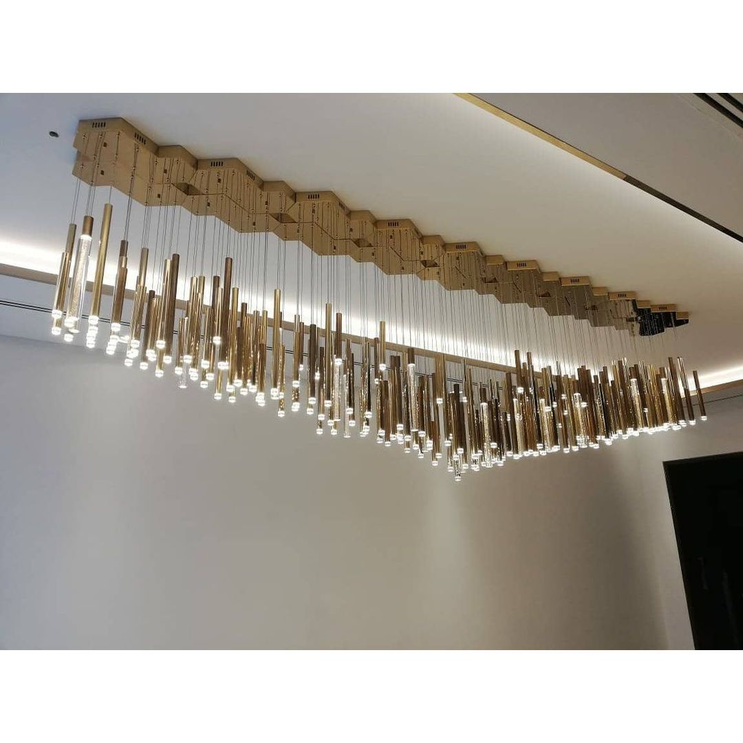 Bellini Rectangular Tubular Pendant Light Chandelier - Italian Concept -
