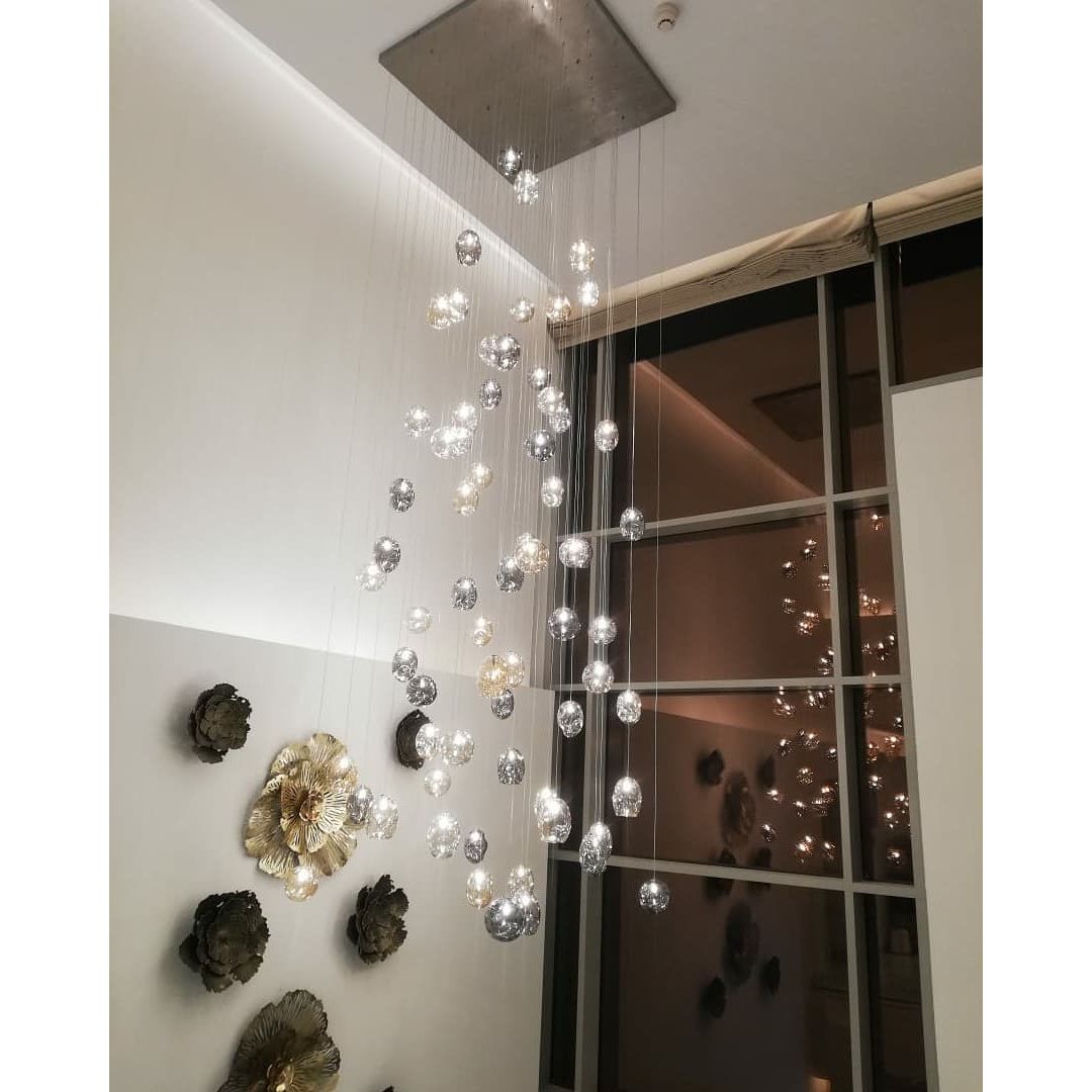 Zara Round Rainfall / Waterfall Glass Globe / Bubble Chandelier - Italian Concept -