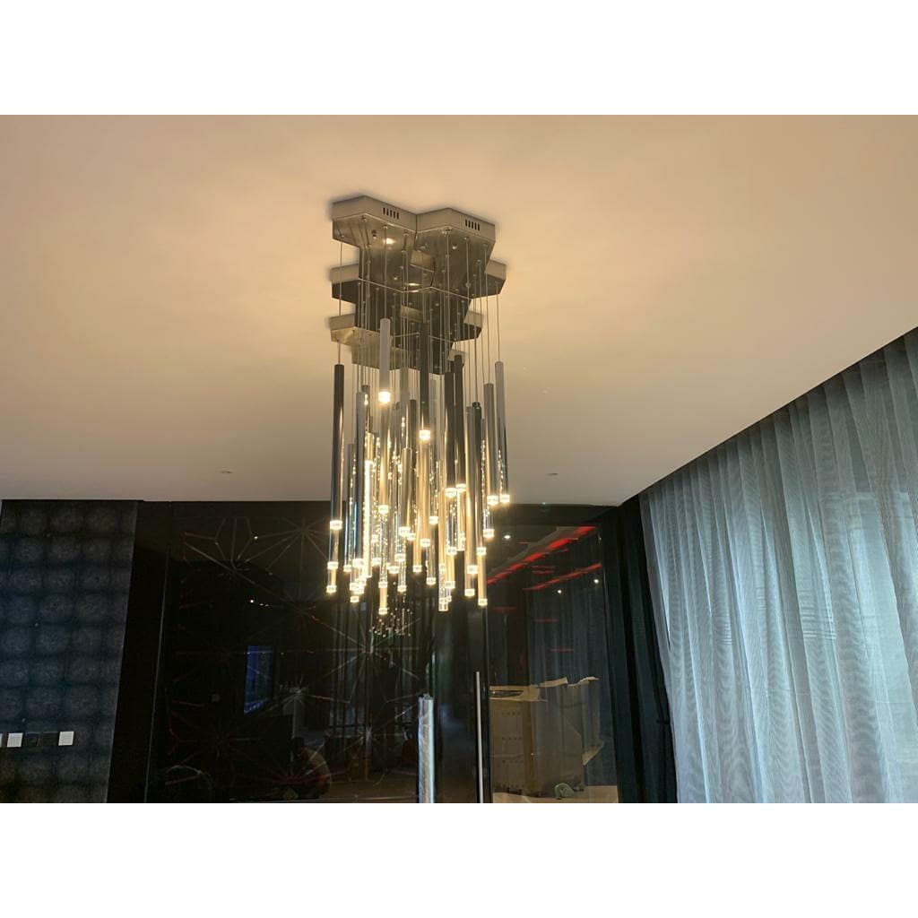 Bellini Round Metal Tubular Pendant Light Chandelier - Italian Concept -