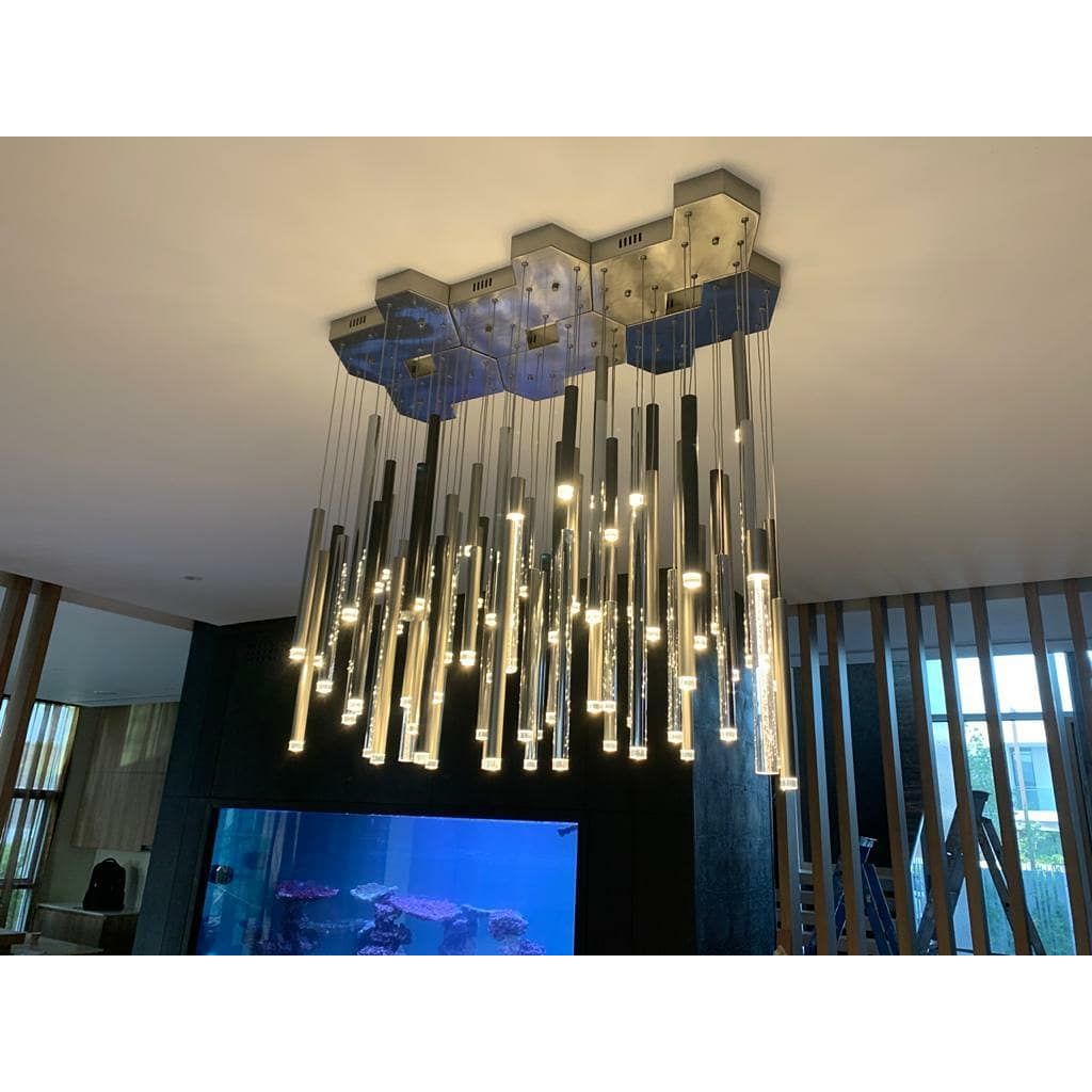 Bellini Round Metal Tubular Pendant Light Chandelier - Italian Concept -