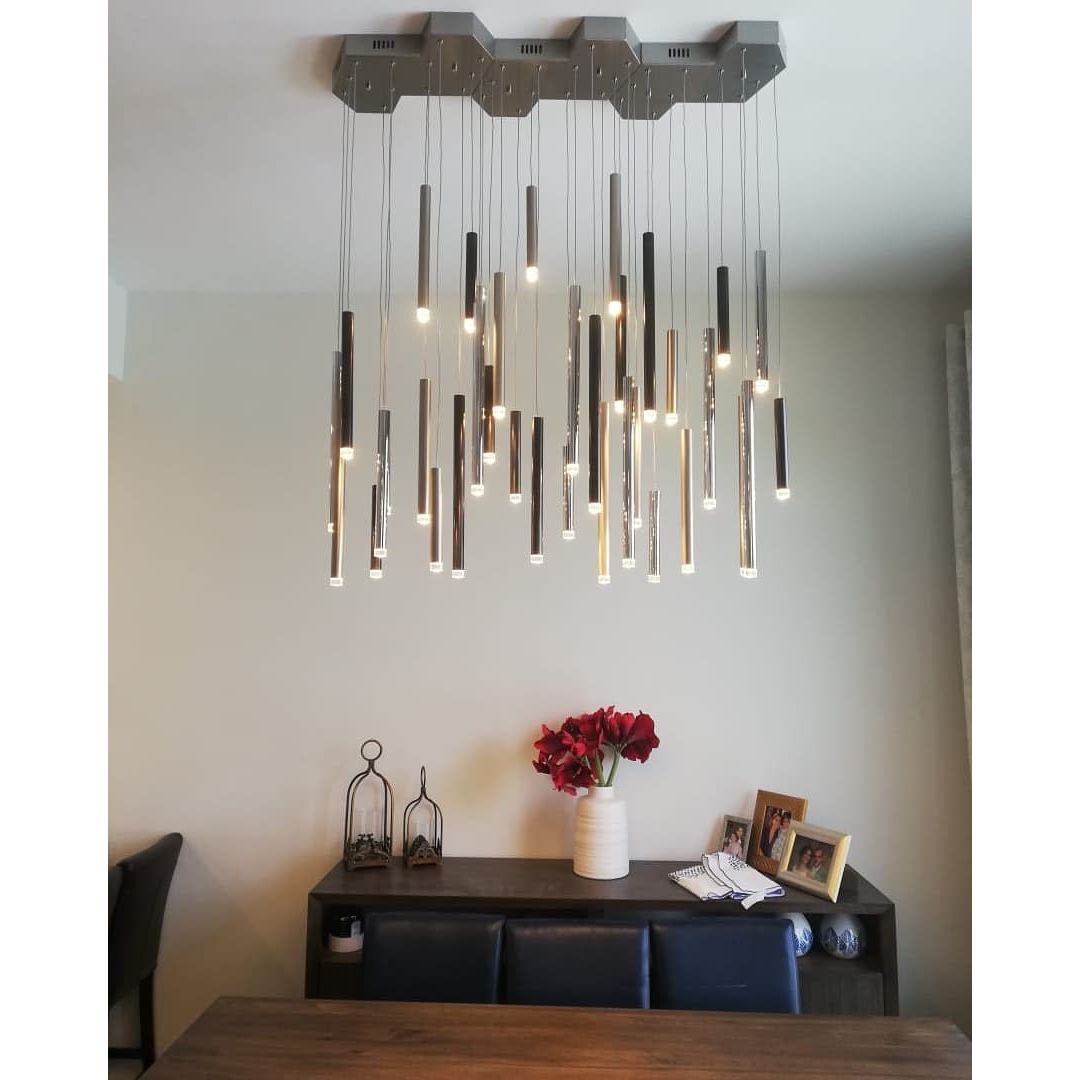 Bellini Round Metal Tubular Pendant Light Chandelier - Italian Concept -