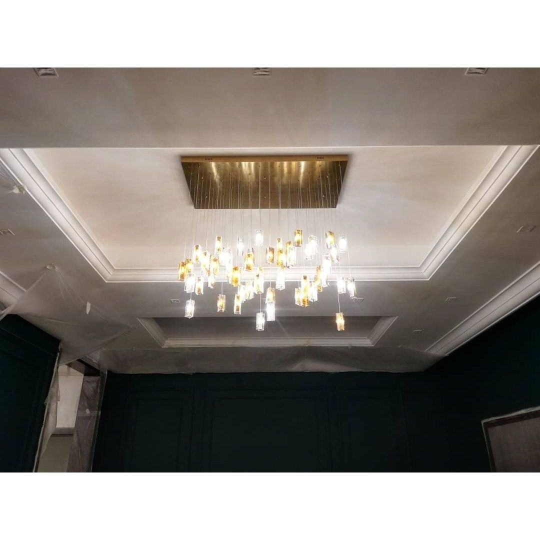 Rain Round Cluster Glass tile Pendant Chandelier - Italian Concept -