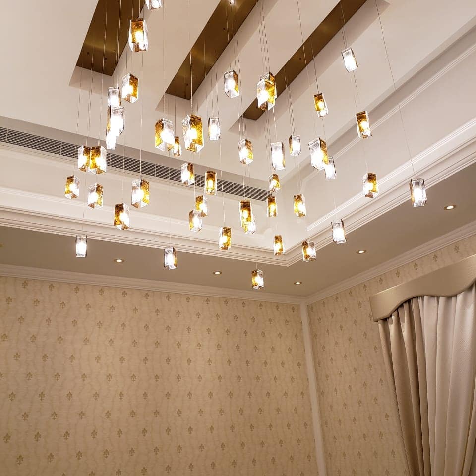 Rain Square Cluster Glass tile Pendant Chandelier - Italian Concept -