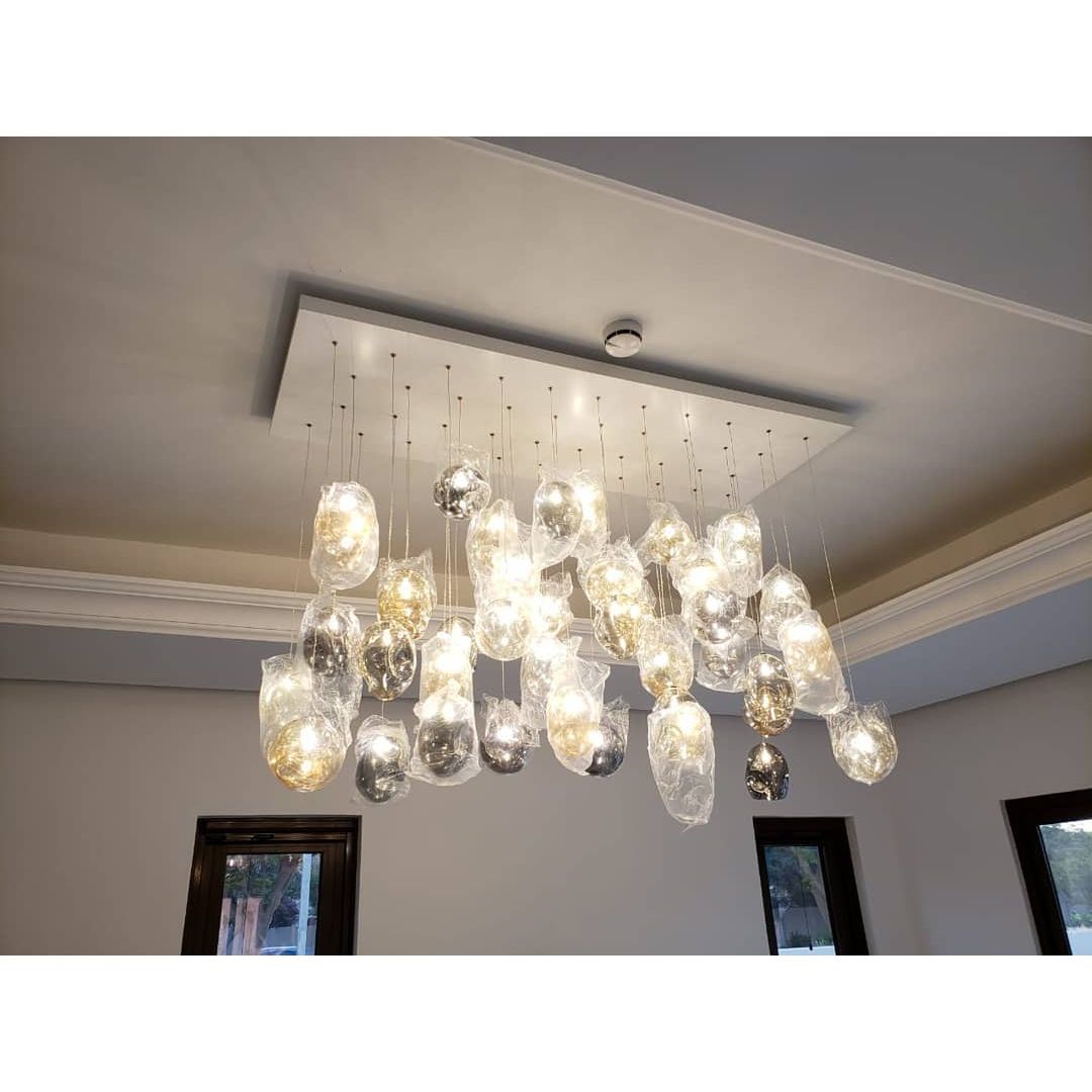 Zara Round Rainfall / Waterfall Glass Globe / Bubble Chandelier - Italian Concept -