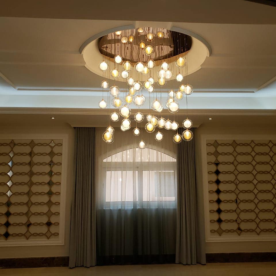 Zara Round Rainfall / Waterfall Glass Globe / Bubble Chandelier - Italian Concept -