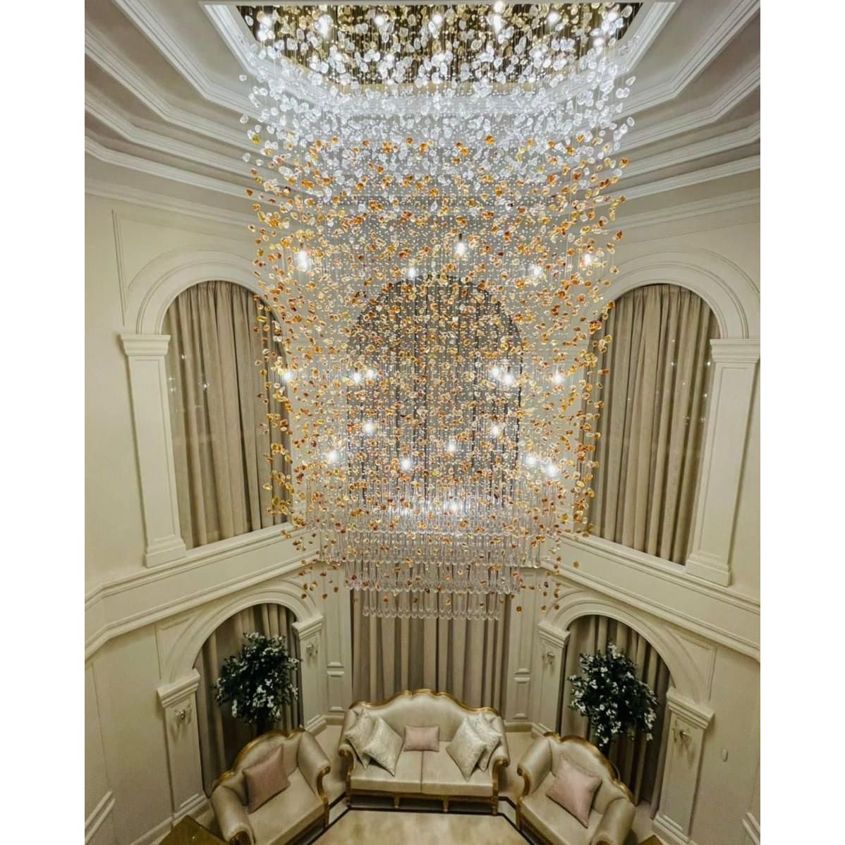 Rainfall Glass Gem Stone Chandelier - Italian Concept - Size