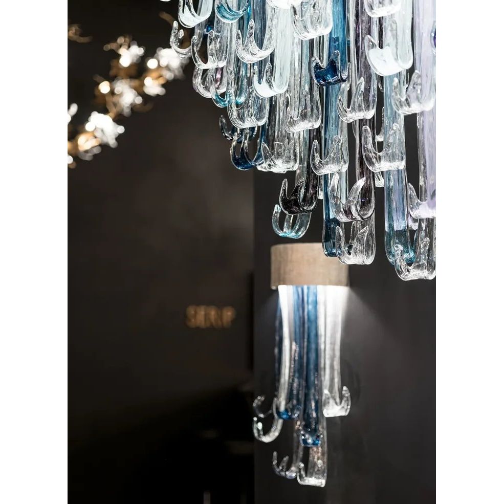 Blue Rainfall / Waterfall Murano Glass Chandelier - Italian Concept -