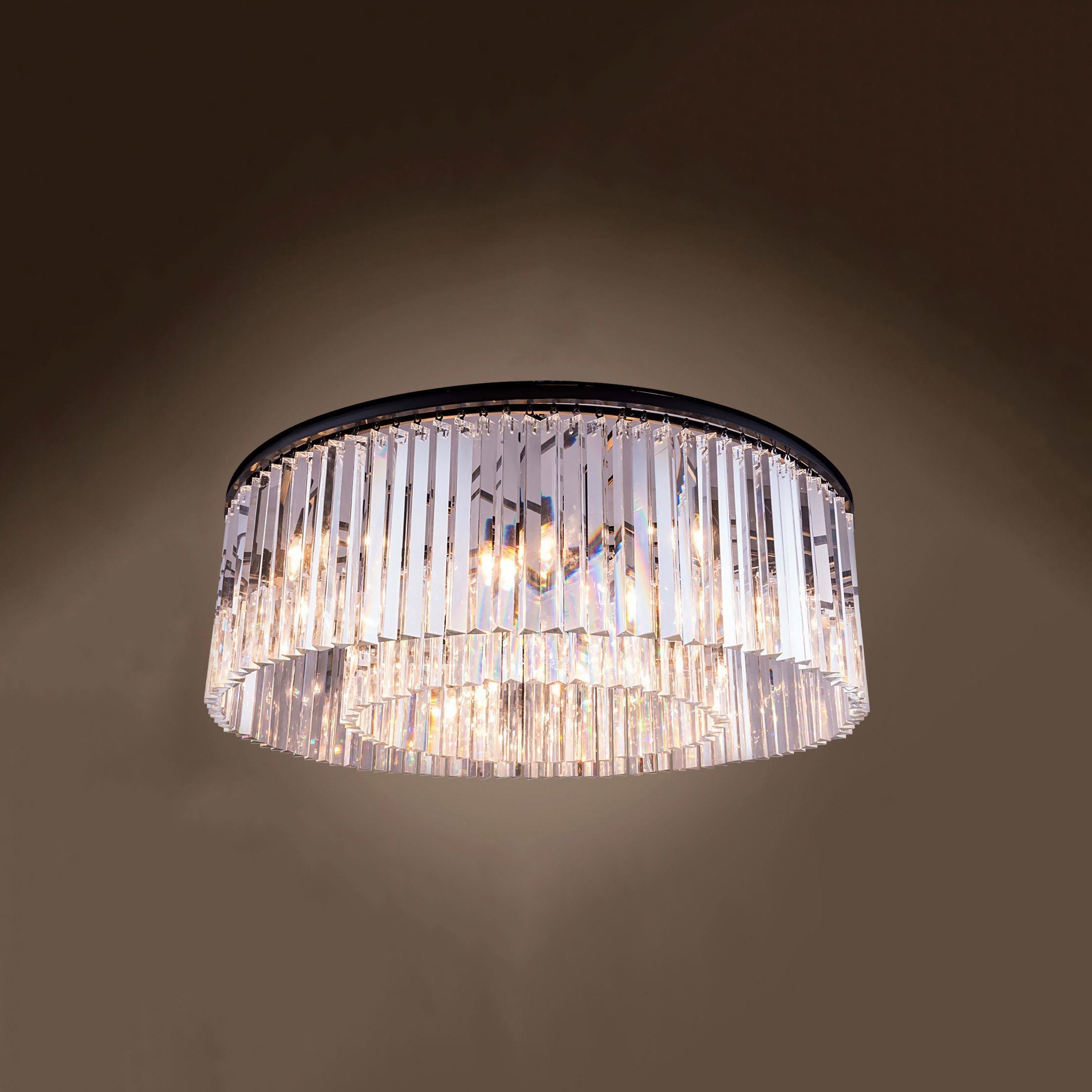 Apex Odeon Flushmount 1-Tier Odeon Crystal Fringe Chandelier - Italian Concept -