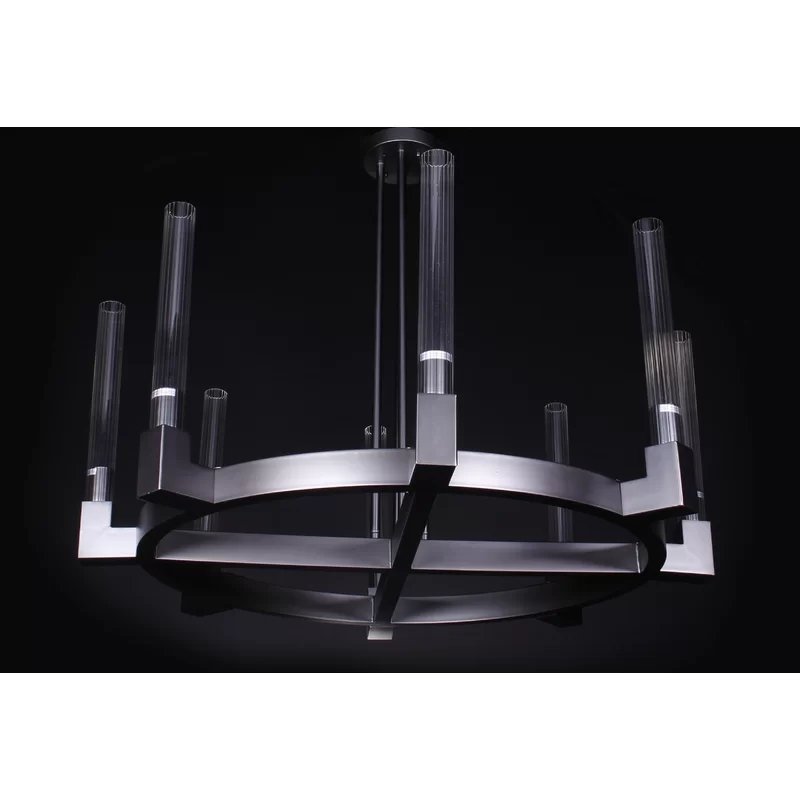 Metal Round Wheel Barrel 8-Light 40" Chandelier - Italian Concept