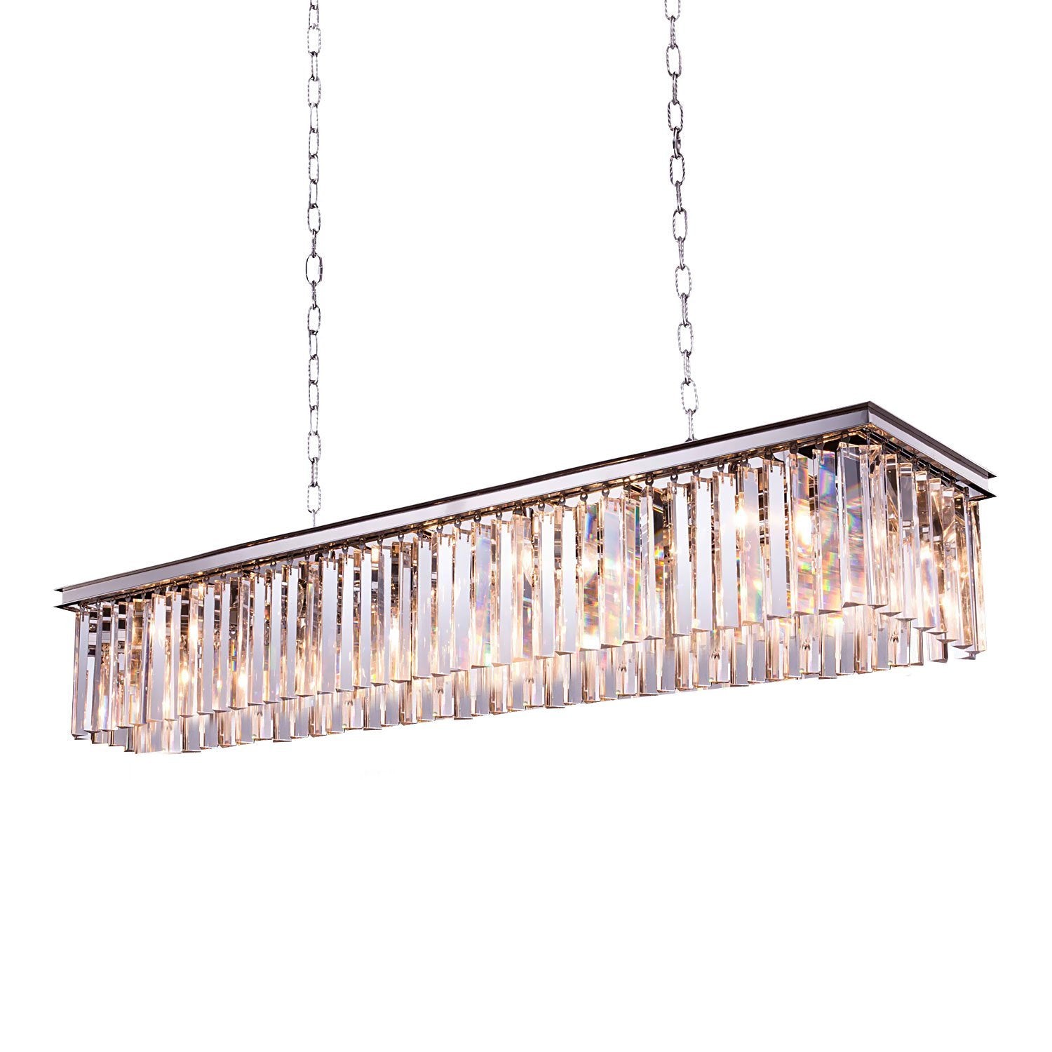 Apex Single-Tier Odeon Rectangular Fringe Crystal Chandelier - Italian Concept - Size