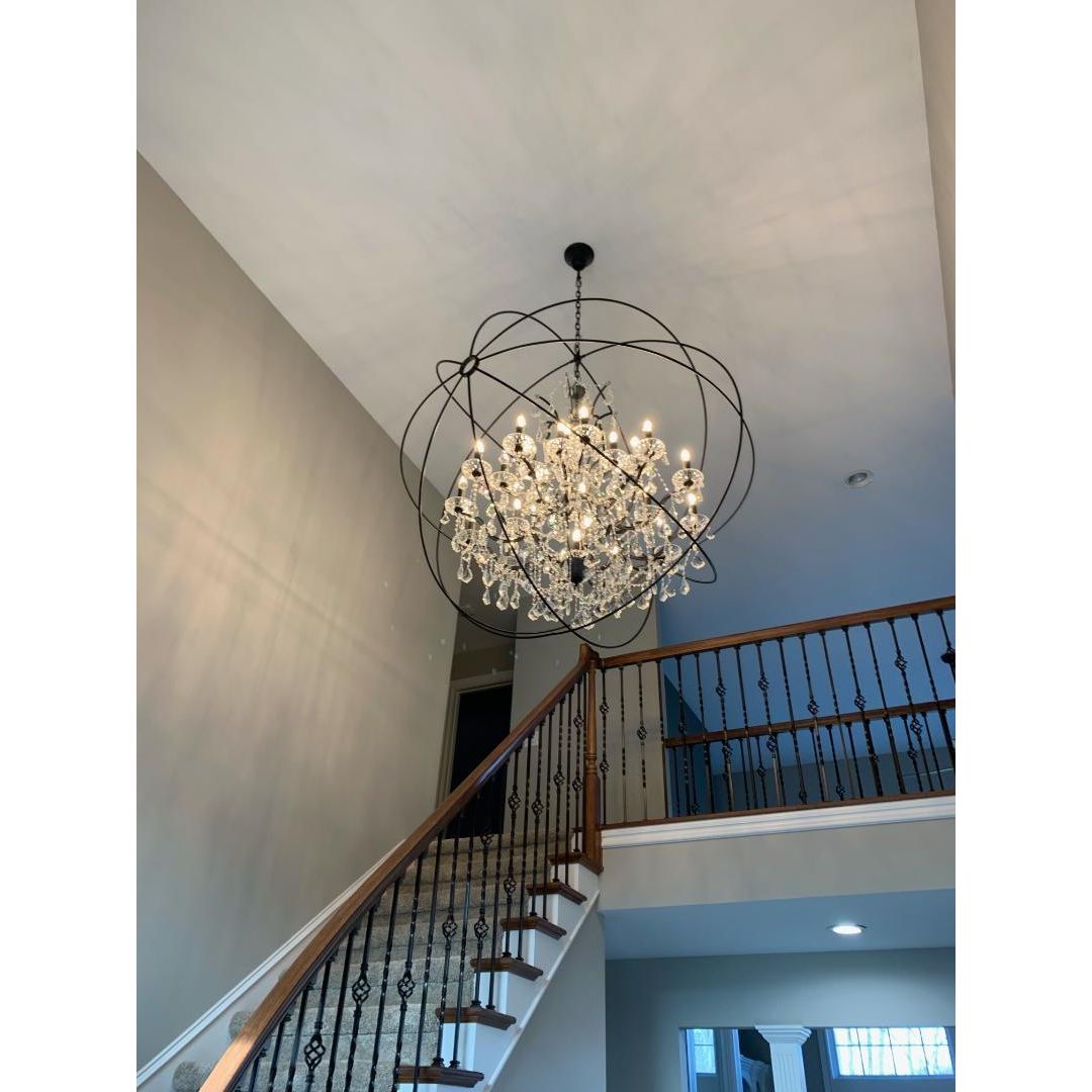 50 Light 80" MN Iron Orb Crystal Chandelier - Italian Concept -