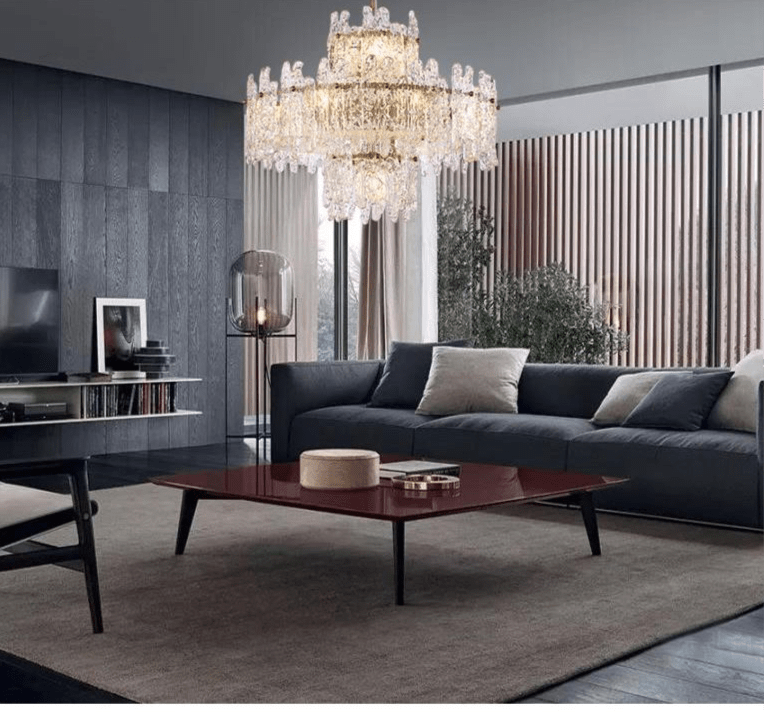 Faust Tiered Round Glass Chandelier