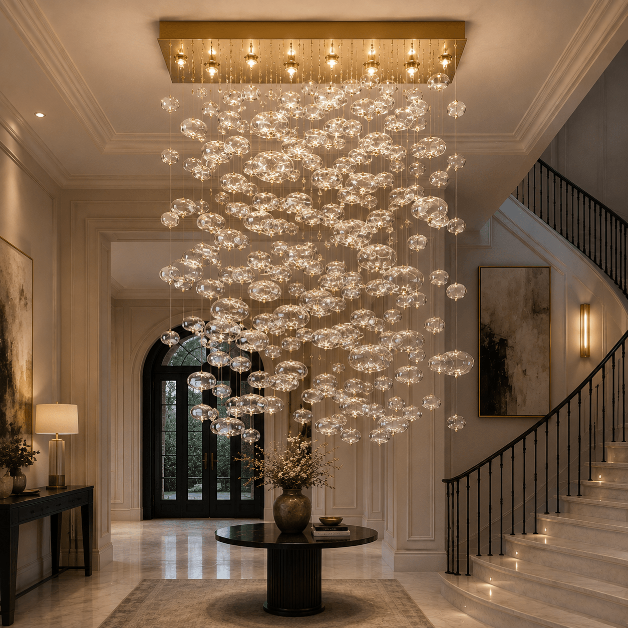 Fountaine Rectangle Bubble Glass Globe Chandelier