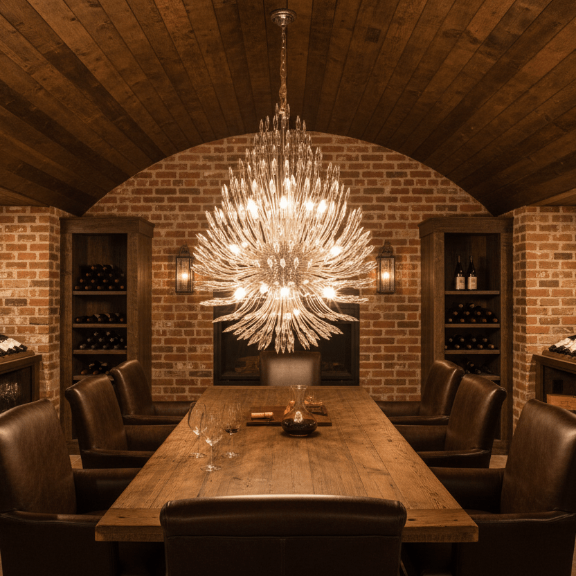 32" Polished Nickel in wine cellar