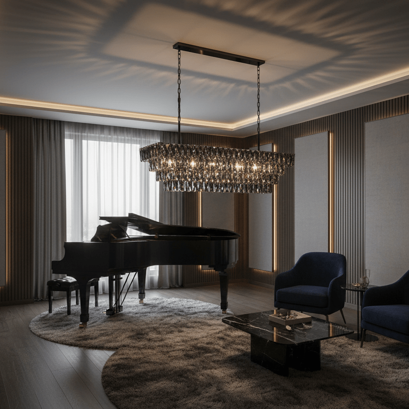 49" Matte Black Smoke in music room