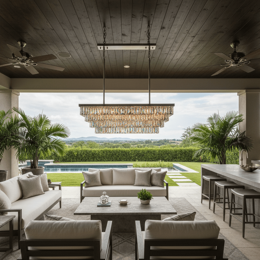 61" Polished Nickel Smoke in outdoor living