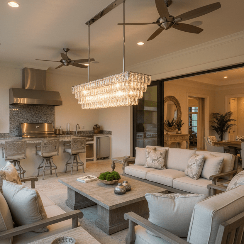 61" Polished Nickel Smoke in outdoor living