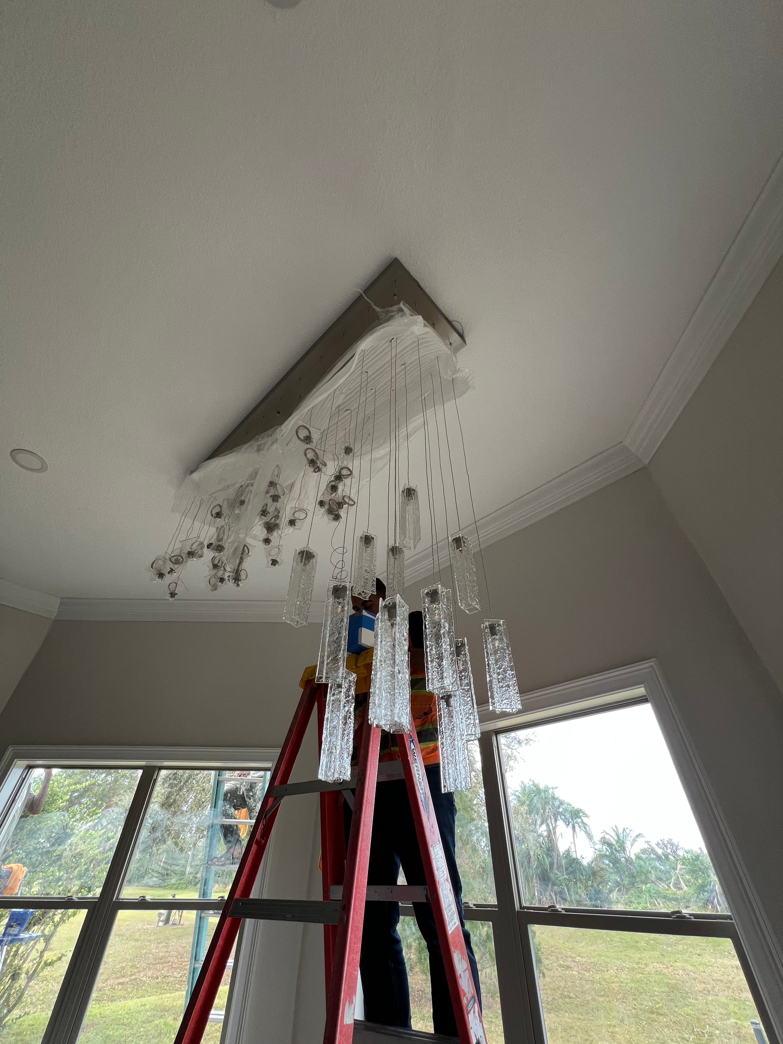 Rain Rectangular Cluster Glass tile Pendant Chandelier