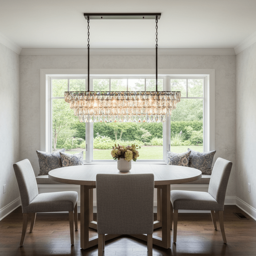 73" Matte Black Clear in breakfast room